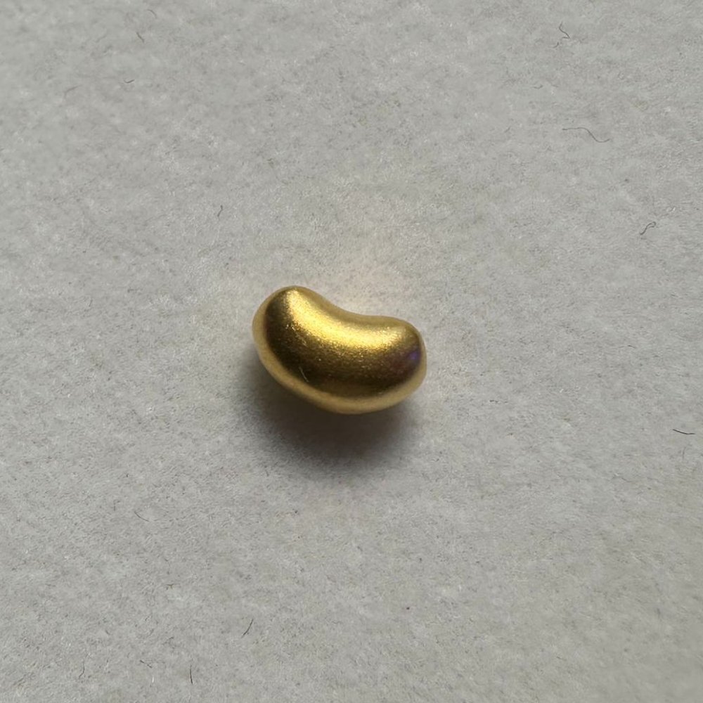 18K Gold bean pendent with Gold plated 925 Silver adjustable necklace